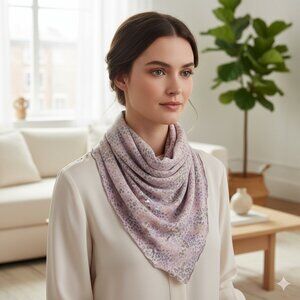 Women Asymmetrical Cut Cotton Scarf Floral Print Soft Cozy Multi-Color Boho Indi